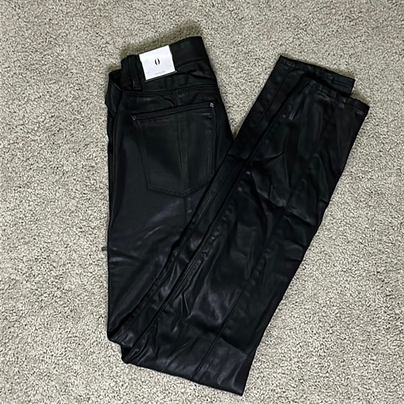 Leather-like Coated Skinny Jeans | Size 0 | WHBM | Color Black - Picture 1 of 7